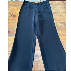 NWT Lauren Ralph Lauren Womens 100% Silk Black Wide Leg Trouser Dress Pants 14P